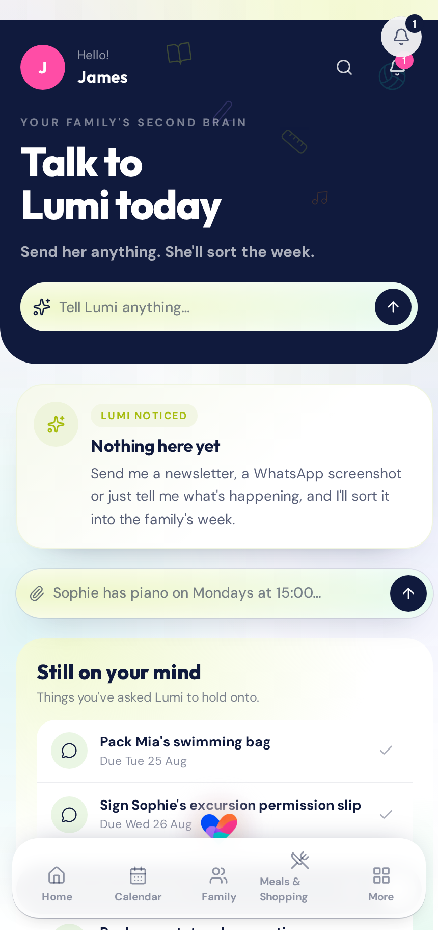 The Lumi assistant screen inside Lumi360